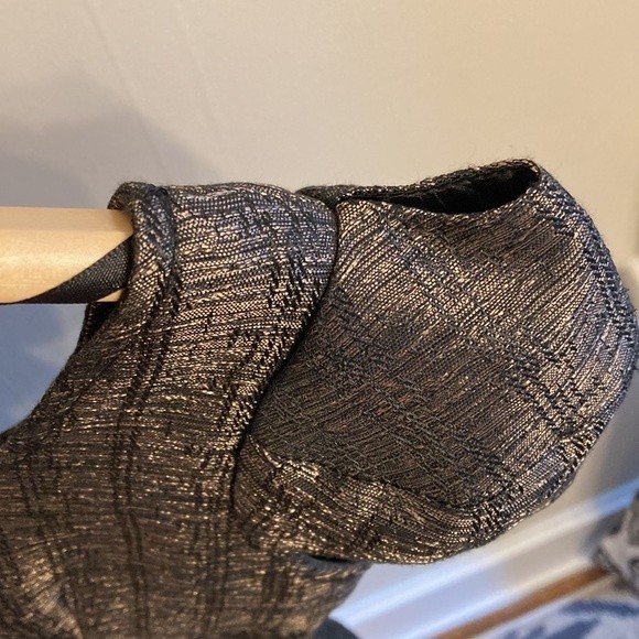 H&M Y2k metallic bronze puff cap sleeve bubble cocktail party formal dress - Picture 8 of 12